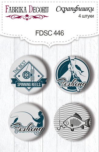 Zestaw 4 ozdobnych buttonów 4szt Fishing PL #446 - Fabrika Decoru