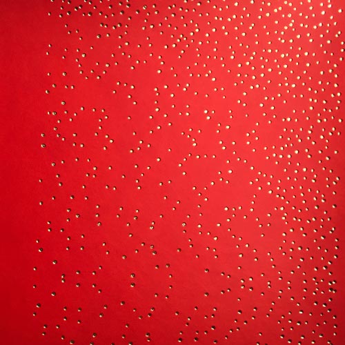 Piece of PU leather for bookbinding with gold pattern Golden Mini Drops Red, 50cm x 25cm - foto 1