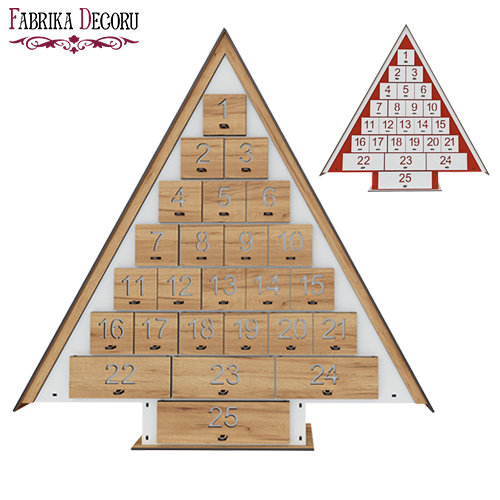 Adventskalender für 25 Tage Weihnachtsbaum mit ausgeschnittenen Zahlen, DIY - foto 0  - Fabrika Decoru