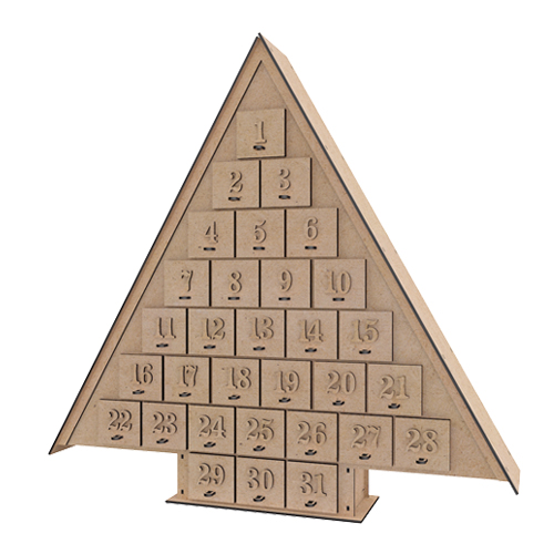 Advent calendar Christmas tree for 31 days with volume numbers, DIY