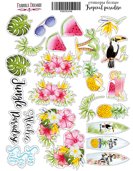 Aufkleberset 24 Stück Tropical Paradise #016 - Fabrika Decoru