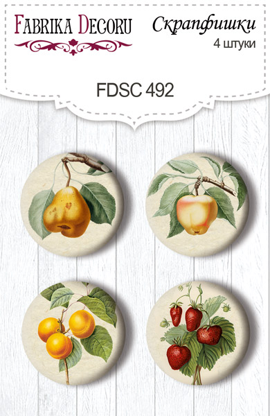 Zestaw 4 ozdobnych buttonów Summer botanical diary #492 - Fabrika Decoru