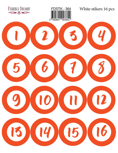 Zestaw naklejek 16 szt, Orange numbers #364 - Fabrika Decoru