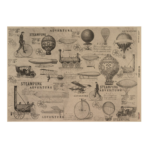 лист крафт бумаги с рисунком mechanics and steampunk #04, 42x29,7 см