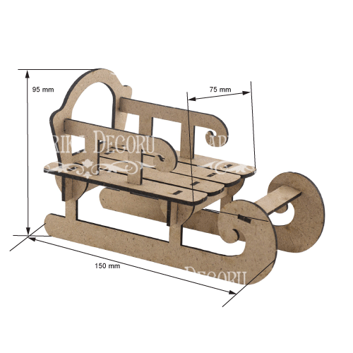 Rohling für Dekoration Schlitten, kreative DIY-Kit #071 - foto 1  - Fabrika Decoru