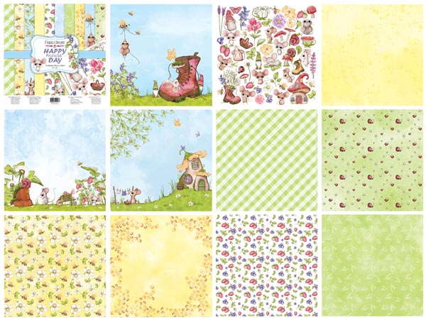 Double-sided scrapbooking paper set Happy mouse day 12"x12" 10 sheets - foto 0