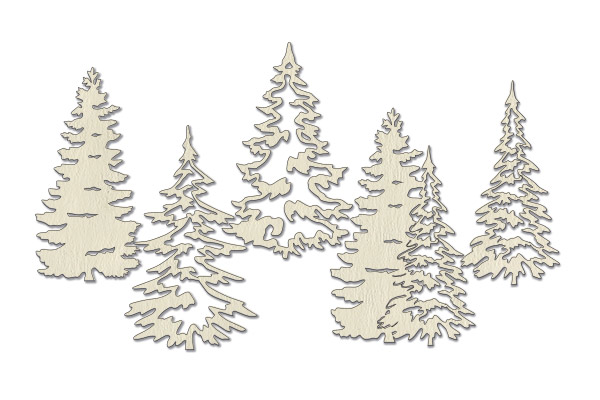 Chipboard embellishments set, Christmas trees #770