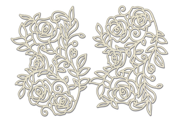 Chipboard embellishments set, Rose ornament #544