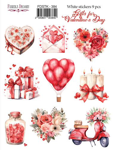 Set of stickers 9 pcs, Gifts for Valentine\'s day, #382