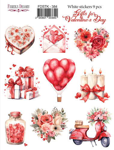 набор наклеек (стикеров) 9 шт, gifts for valentine's day, #384