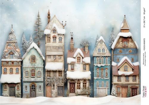 Decoupage card «Christmas houses-022» #000872, 21cm x 29,7cm