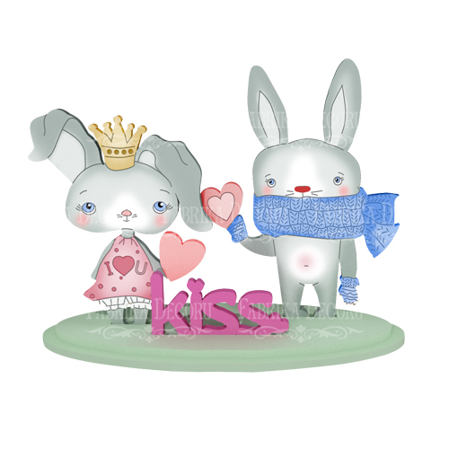 Blank for decoration #376 Bunnies in love #2 - foto 1