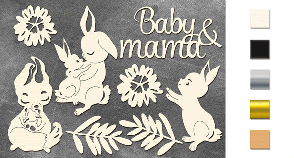 Chipboard embellishments set, "Baby&Mama" #198
