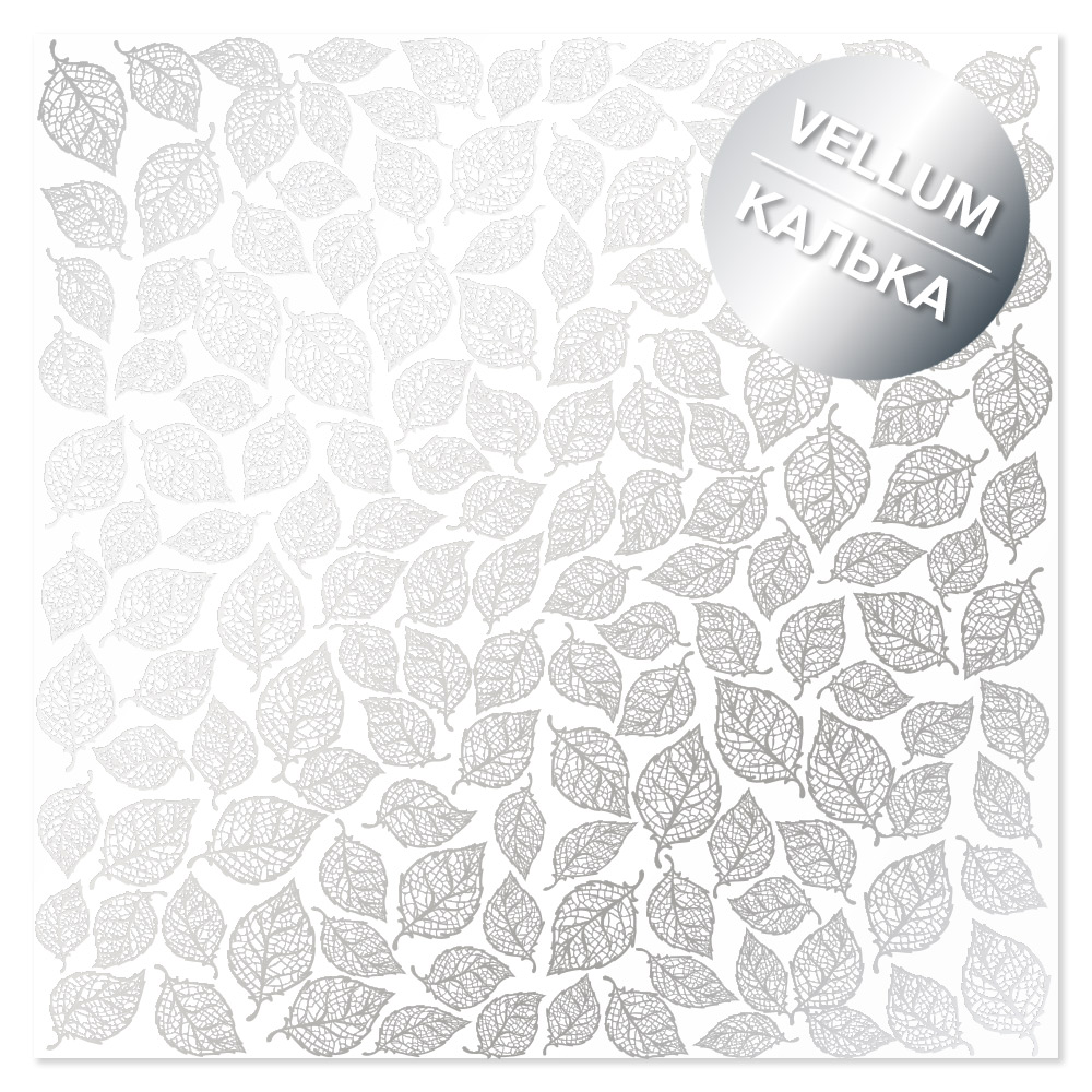 Pergamentblatt mit Silberfolie, Muster Silver Leaves mini 29.7cm x 30.5cm - Fabrika Decoru