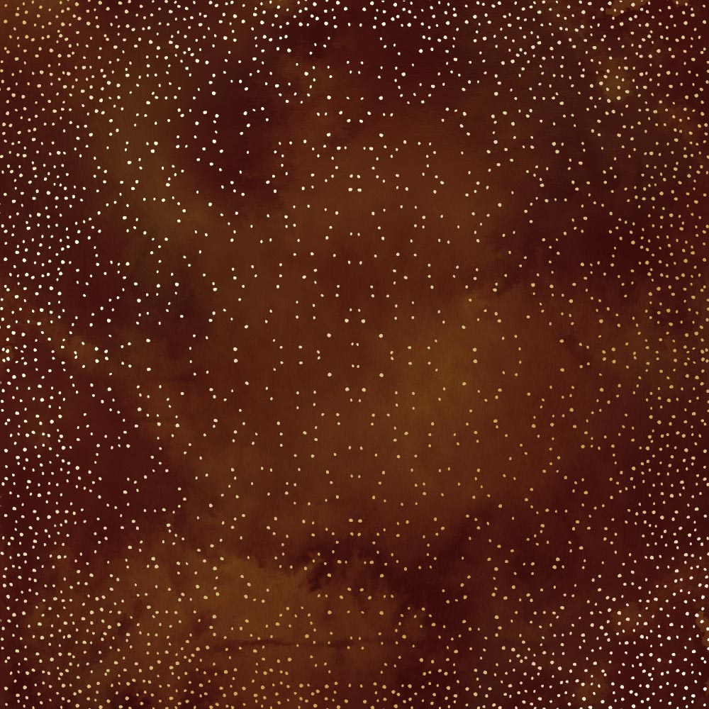 Sheet of single-sided paper with gold foil embossing, pattern Golden Mini Drops, color Brown aquarelle, 12"x12"