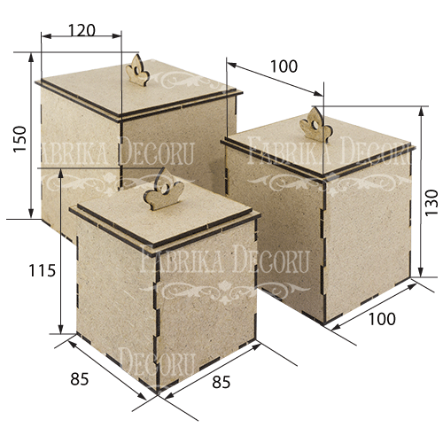 Zestaw skrzynek na biżuterię, akcesoria, dekoracje, 3 szt., Zestaw DIY #038 - foto 0  - Fabrika Decoru