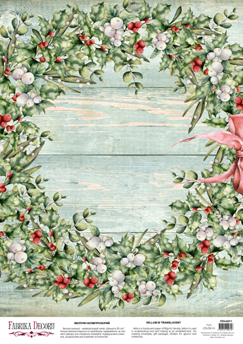 deco vellum colored sheet christmas wreath, a3 (11,7" х 16,5")