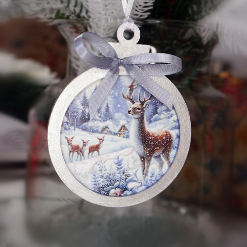 DIY wooden set “Winter Forest” for making 3 Christmas tree decorations, #052 - foto 3