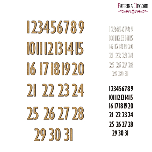 arabic numerals modern, set of mdf ornaments for decoration #176