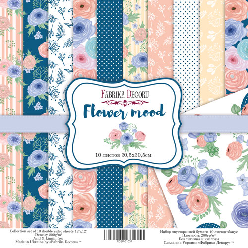 коллекция бумаги для скрапбукинга flower mood, 30,5 x 30,5 см, 10 листов