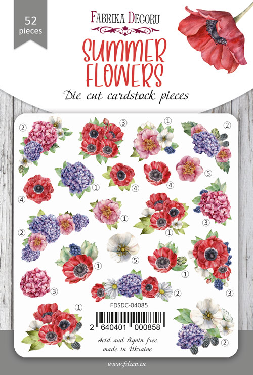 Set of die cuts Summer flowers, 52 pcs - foto 0