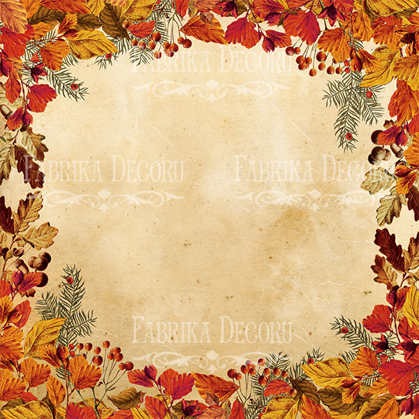 Blatt doppelseitiges Papier für Scrapbooking Botanik Herbst #9-04 12"x12" - foto 0  - Fabrika Decoru