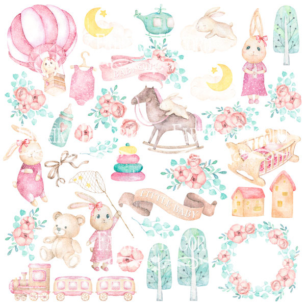 лист с картинками для вырезания dreamy baby girl 30,5х30,5 см