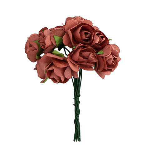 Zestaw małych kwiatów "Bukiet róż" Vintage różowy. 12 sztuk  - Fabrika Decoru