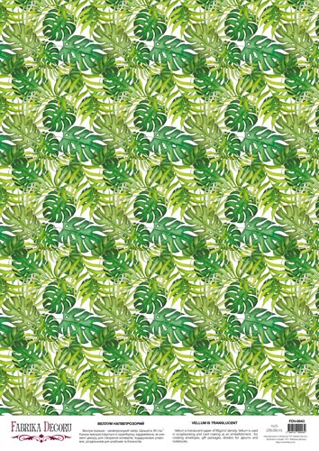 Deco vellum colored sheet Green Wild Tropics, A3 (11,7" х 16,5")