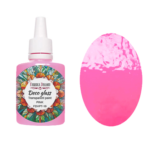 Deco Glass Transparente Farbe für Glasmalereieffekt, Rosa, 30ml - Fabrika Decoru