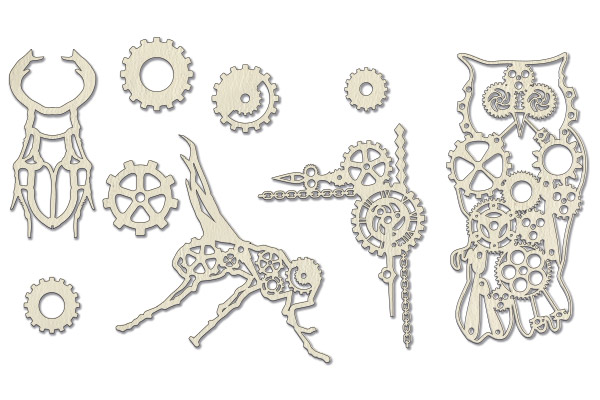 Chipboard embellishments set, "Grunge&Mechanics" #483