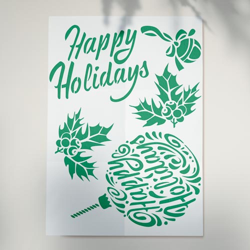 Stencil for crafts 15x20cm "Happy holidays" #300 - foto 0