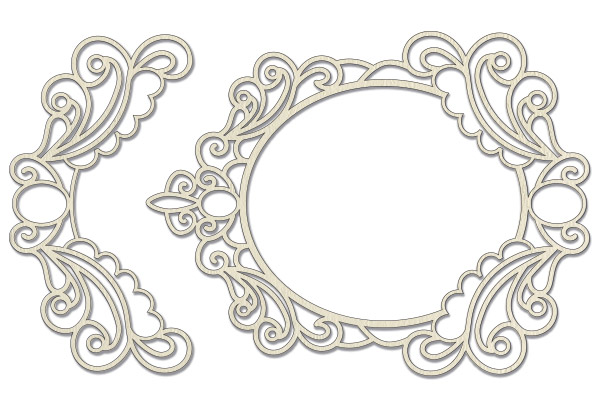 Chipboard embellishments set,  Frame and border with curls 2 #526