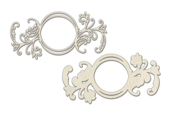 Chipboard embellishments set, Round frame with ornament FDCH-561