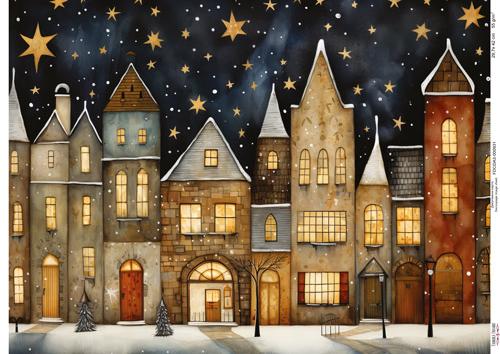Decoupage Card Cozy houses-14, #0931, 29.7x42cm