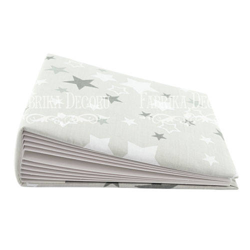 Blankoalbum mit weichem Stoffeinband Weiß-graue Sterne 20cm x 20cm - Fabrika Decoru