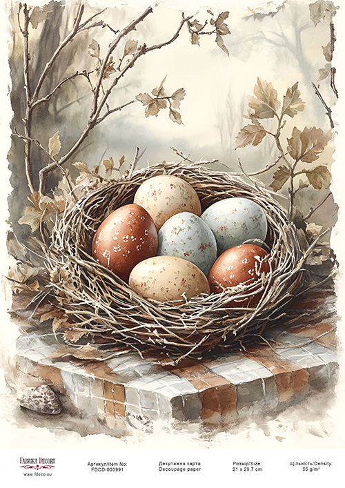 Decoupage card «Easter eggs-19» #000991, 21cm x 29,7cm