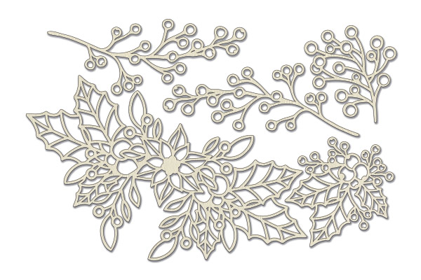 Chipboard embellishments set, Poinsettia #622