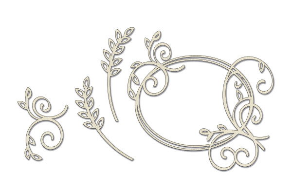 Chipboard embellishments set,  Frame curls and spikelets #515