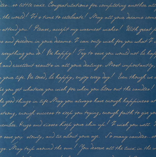 лист крафт бумаги с рисунком письмо на синем 30х30 см