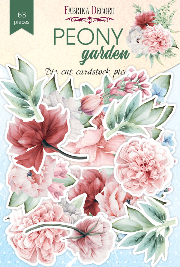 Set of die cuts Peony garden, 63 pcs