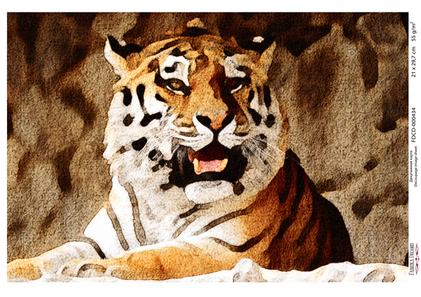 Decoupage-Karte Tiger, Aquarell #0434, 21x30cm - Fabrika Decoru