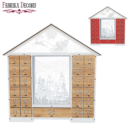 Advent calendar "Fairy house with figurines" for 25 days with cut out numbers, LED light, DIY - foto 3