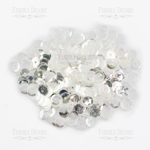 Sequins Round rosettes, transparent with silver nacre, #243 - foto 0