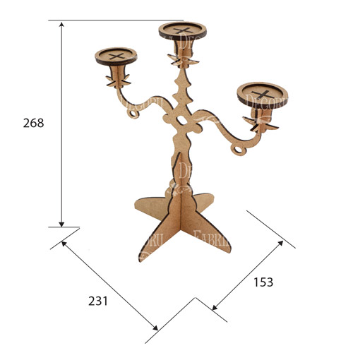 Заготовка для декорування Підсвічник канделябр на 3 свічки #333 - фото 0