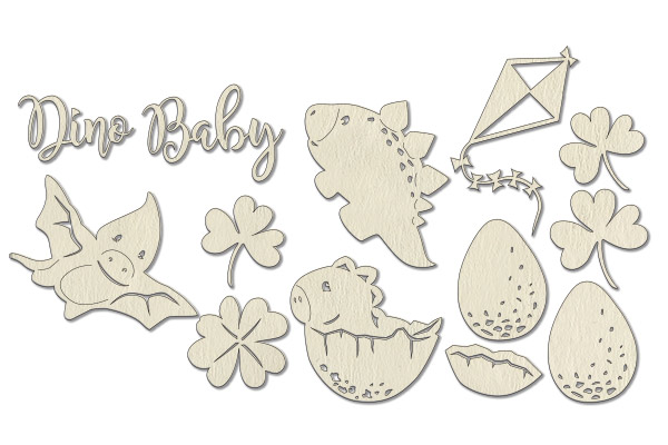 Chipboard embellishments set, "Dino baby 1" #163