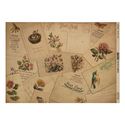 Kraftpapierbogen "Botany spring" #4, 42x29,7 cm - Fabrika Decoru