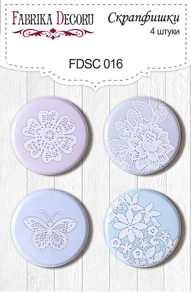 Zestaw 4 ozdobnych buttonów, #016 - Fabrika Decoru