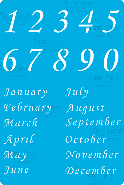 Stencil for crafts 15x20cm "Calendar English 2" #288