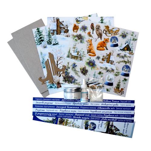 DIY kit for making 2 greeting cards on stands "Winter Forest", 20 cm x 10 cm - foto 0